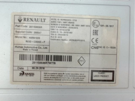 AUTORADIO DACIA SANDERO II Phase 1 2012-...