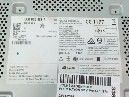 AUTORADIO VOLKSWAGEN POLO V Phase 1 (6R) 2009-2014