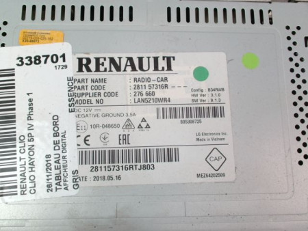 AFFICHEUR DIGITAL RENAULT CLIO IV Phase 1 2012-...