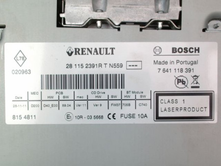 AUTORADIO RENAULT TWINGO II Phase 2 2011-2014