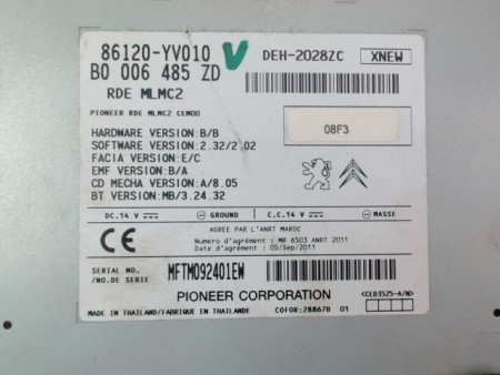 AUTORADIO TOYOTA AYGO I Phase 2 2009-2012