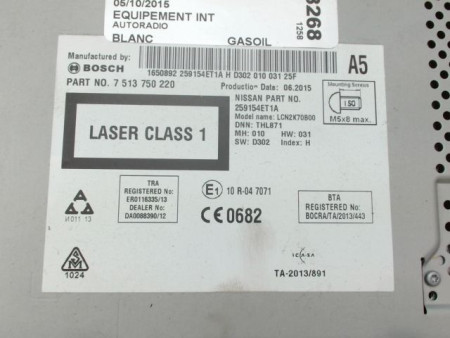 AUTORADIO NISSAN QASHQAI BREAK II Phase 1 2014-...