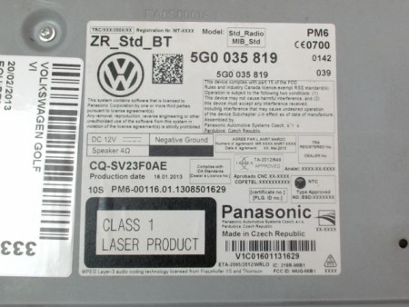 CHARGEUR CD VOLKSWAGEN GOLF VI 2008-2013
