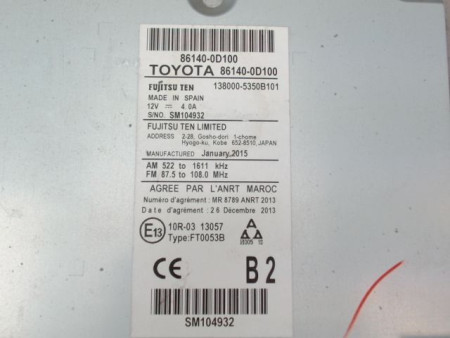 AUTORADIO TOYOTA YARIS II 2010-
