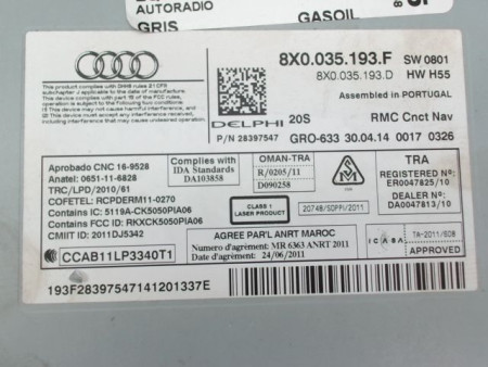 AUTORADIO AUDI A1 Phase 1 (8X) 2010-2015
