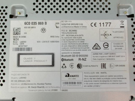 AUTORADIO VOLKSWAGEN POLO V Phase 1 (6R) 2009-...