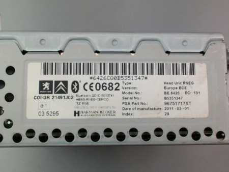 AUTORADIO PEUGEOT 3008 BREAK I Phase 1 2009-2013
