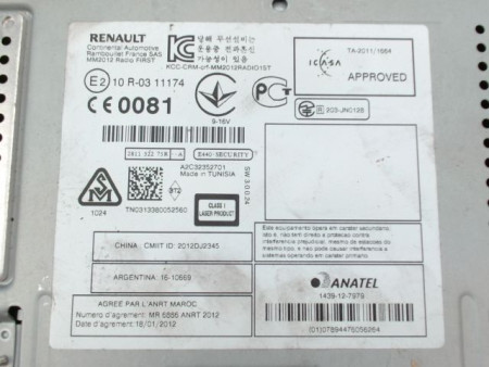 AUTORADIO RENAULT GRAND SCENIC MONOSP. III Phase 2 LONG 2011-2013