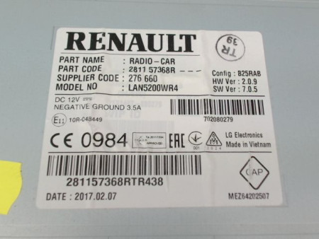 AUTORADIO DACIA SANDERO II Phase 1 2012-...