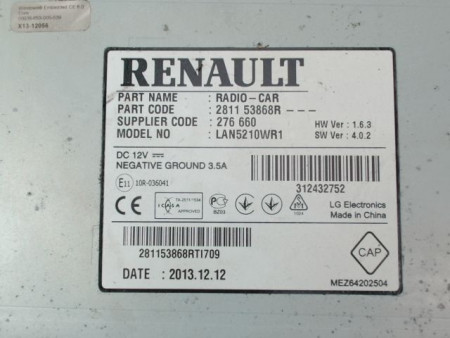 AUTORADIO RENAULT CLIO IV Phase 1 2012-...