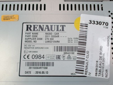 AFFICHEUR DIGITAL RENAULT CLIO IV Phase 1 2012-...