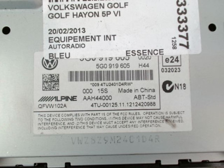 AUTORADIO VOLKSWAGEN GOLF VI 2008-2013